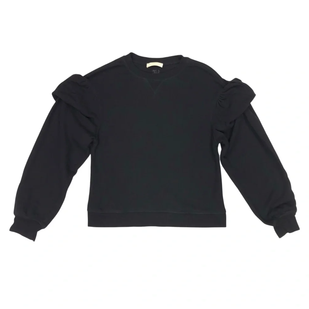 Ulla Johnson Pilar Pullover Sweatshirt Women's Size Medium Black Puff Sleeve - Picture 1 of 9